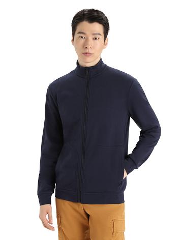 Icebreaker Merino Central II Long Sleeve Zip Férfi Kapucnis Pulóver Sötétkék | HU 1279AHKP